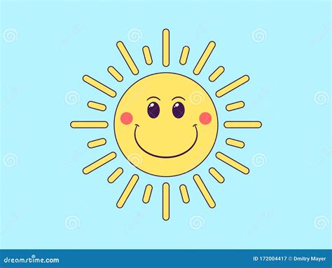 Cartoon Sun With Joyful Face Friendly Sun For Postcard Design Banner