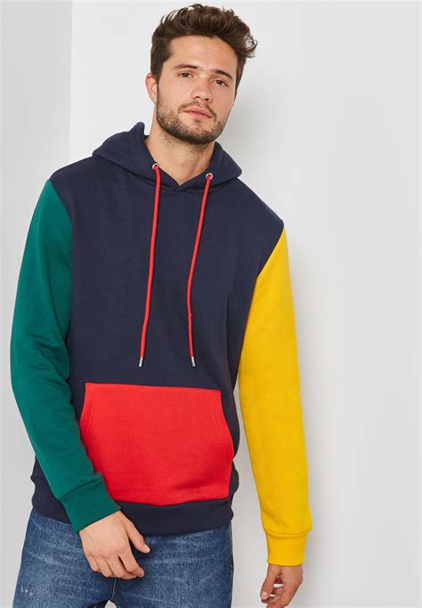 Buy Forever 21 Multicolor Colour Block Fleece Hoodie For Men In Mena