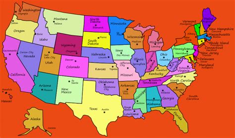 50 States Map With Capitals Printable Map