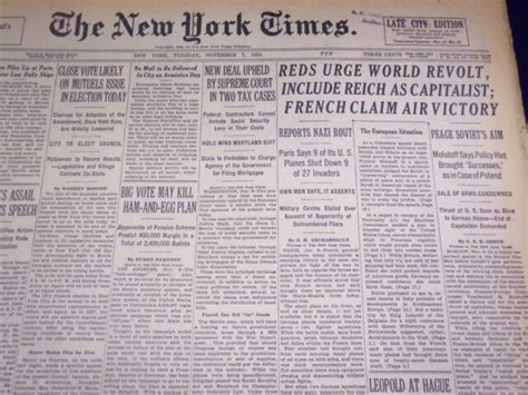 1939 november 7 new york times reds urge world revolt nt 3674 ebay