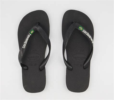 havaianas brasil logo flip flops black women s sandals