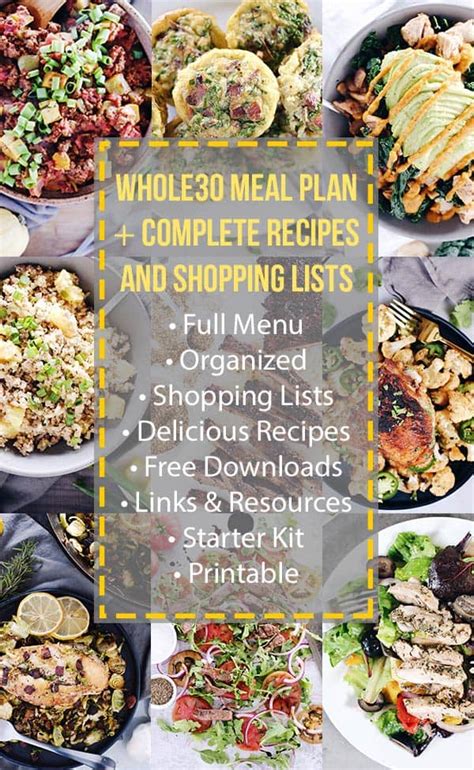 Look through tons of weekly meal plan ideas and find the one you've been searching for! Whole30 Meal Plan (Complete Recipes + Shopping Lists)