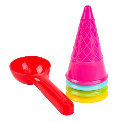Ounona 1 Set Beach Sand Toys Set Plastic Ice Cream Cones Scoop Ice