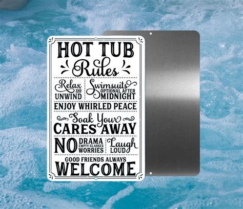 Hot Tub Sign Porch Sign Hot Tub Rules Sign Home Décor Etsy