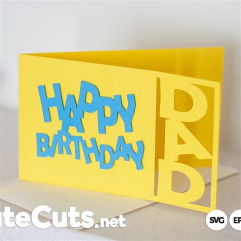 Happy Birthday Dad Card Svg Project Template Dxf Eps Cut Etsy