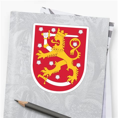 National Coat Of Arms Of Finland Sticker By Artpolitic Redbubble