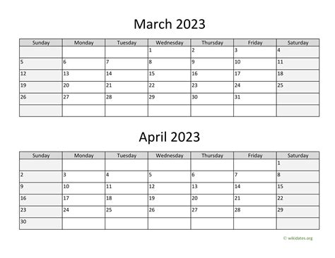 March And April 2023 Calendar