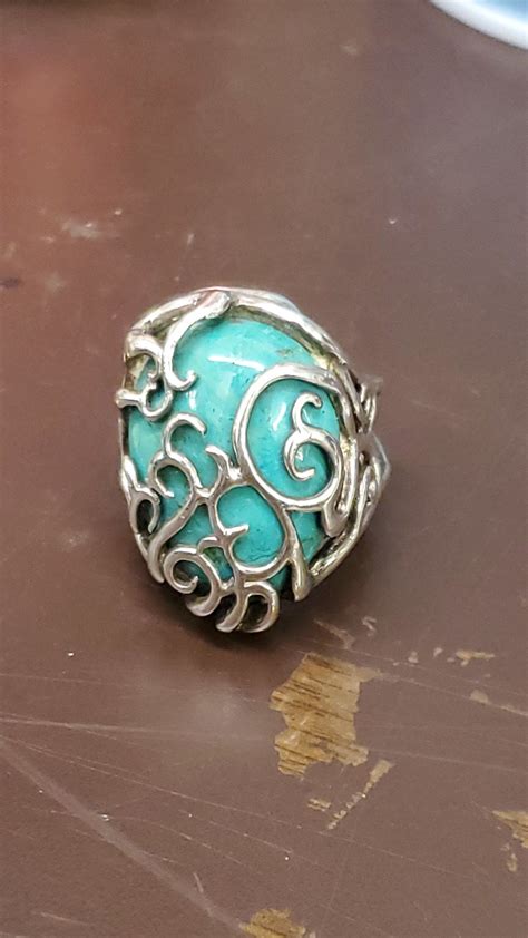 925 Sterling Silver BARSE Large Wrapped Genuine Turquoise Ring For Sale