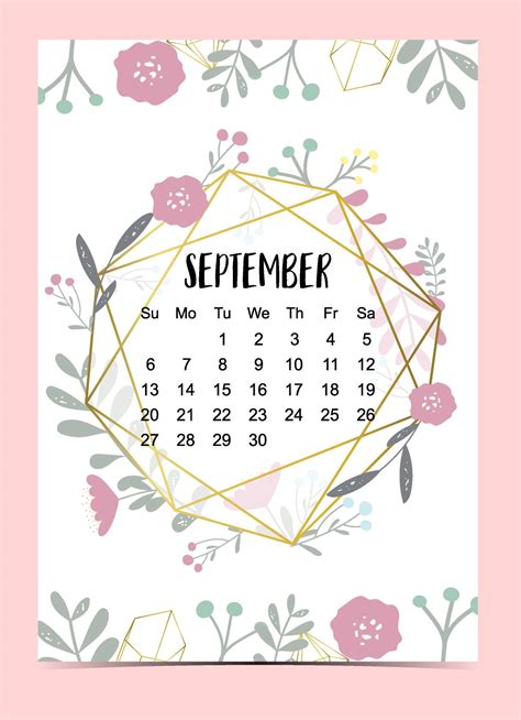 Latest September 2020 Floral Calendar Calendar Design Monthly