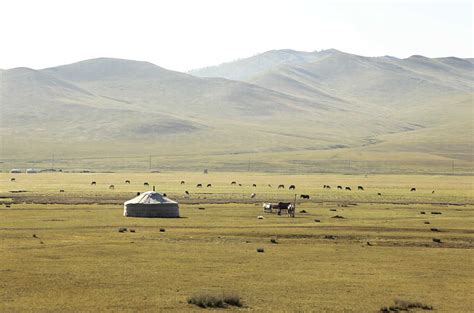 Mongolian Steppes Landscape Stock Photo