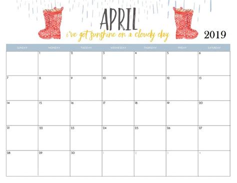 Blank April 2019 Calendar Printable Free Download Calendar Printables