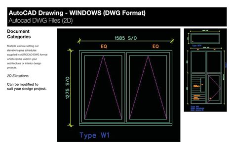 Autocad Window Elevations In 2d Dwg Format Etsy