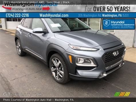 Sonic Silver 2021 Hyundai Kona Limited Awd Black Interior