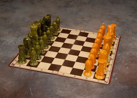 Ceramic Chess Set Mid Century Modern Complete Etsy