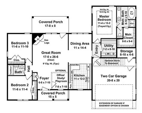 Ranch Style House Plan 3 Beds 2 Baths 1700 Sqft Plan 21 144