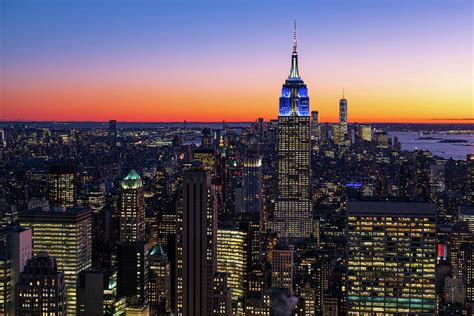 Empire State Building And Lower Manhattan At Sunset Photograph By Clint