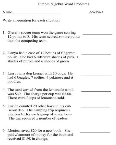If you can solve these problems with no help, you. BlueBonkers - Algebra - Word Problems - P3 : free printable math practice worksheets
