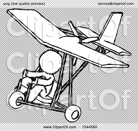 Sketch Design Mascot Man In Ultralight Aircraft Top Side View By Leo