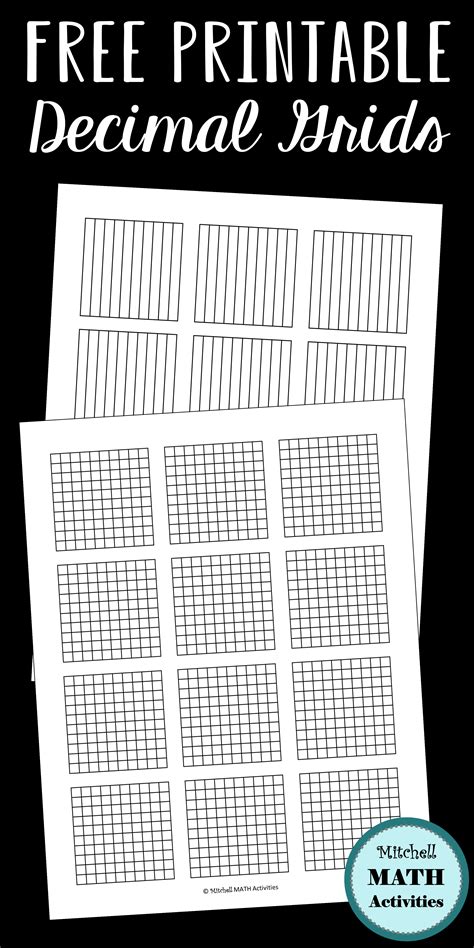 Free Printable Decimal Grid Models For Tenths And Hundredths Plus A