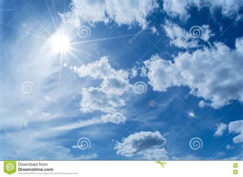 Sun Rays Against A Blue Sky In The Clouds Stock Image Image Of