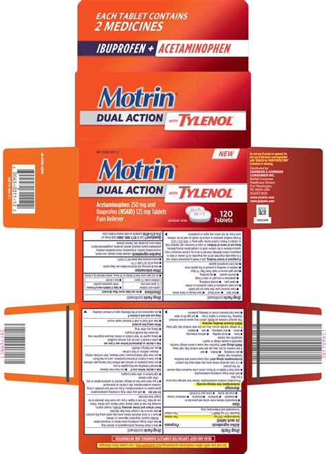 Dailymed Motrin Dual Action With Tylenol Acetaminophen And Ibuprofen