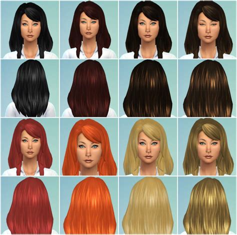 Default Recolors Female Long Style Bangs Swept Hair The Sims 4 Catalog