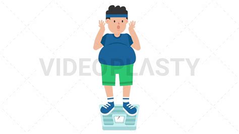 Fat Man On Weighing Scale Animated Stock S Videoplasty