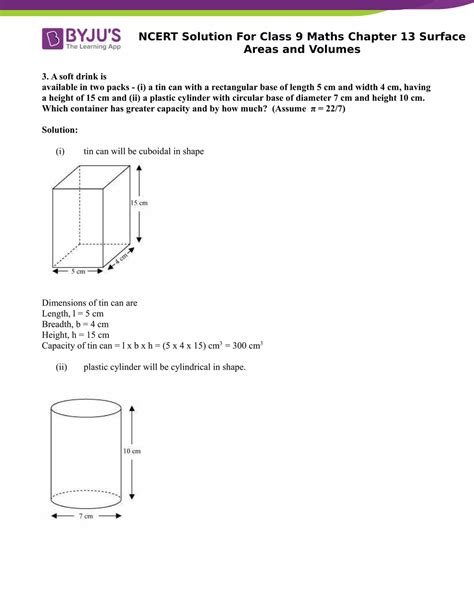 Ncert Solutions Class 9 Maths Chapter 13 Surface Area And Volume