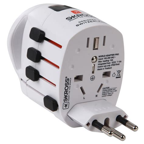 Skross Pro World Travel Adapter And Usb Charger 3 Pole