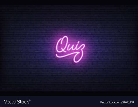 Quiz Neon Sign Glowing Neon Lettering Royalty Free Vector