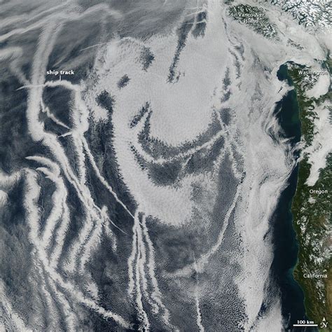 Ship Tracks Mingle With Natural Clouds Earth Imaging Journal Remote