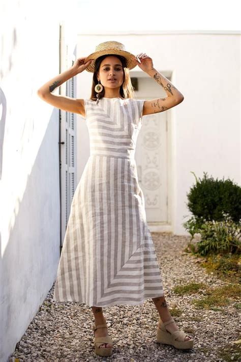 Women Casual Maxi Linen Dress Loose Linen Dress Summer Flax Dress