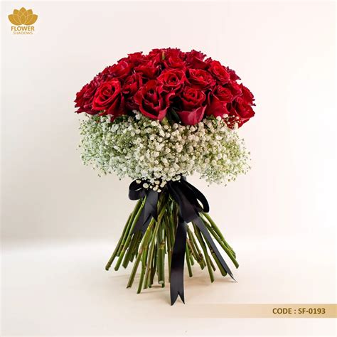 40pcs Red Roses Hand Bouquet Flower Shadows
