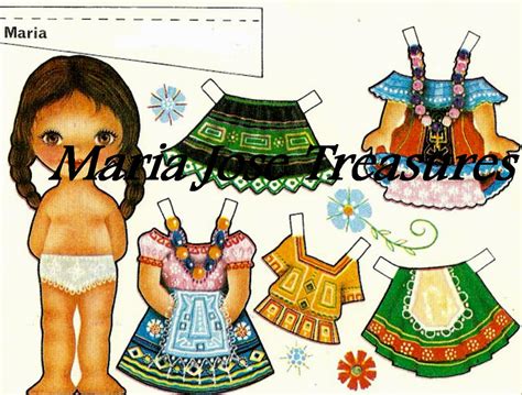 Vintage Mexican Paper Dolls Maria With Traditional Dresses Etsy