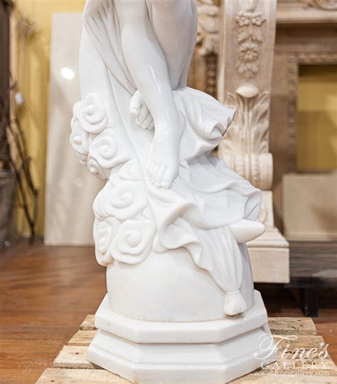 Marble Statues 52 Inch Elegant Woman Pure White Marble Garden Statue