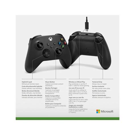 Microsoft Xbox Series X Black Wireless Controller With Usb C Cable