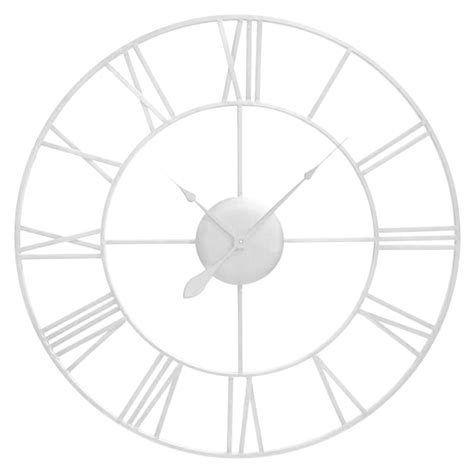 41in White Round Metal Clock