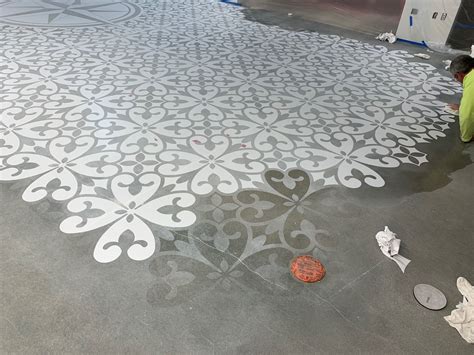 New Stenciled Concrete Floors Made To Look Old Concrete Decor In 2021