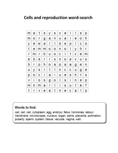 Cells And Reproduction Wordsearch Ht Teaching Resources