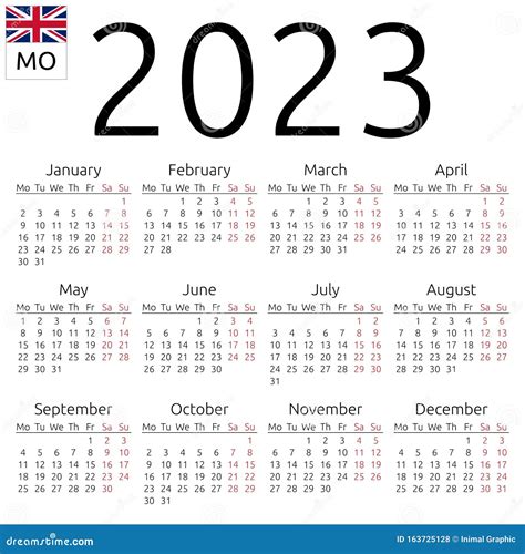 Monthly Calendar Template For 2023 Year Week Starts On Monday Wall Vrogue