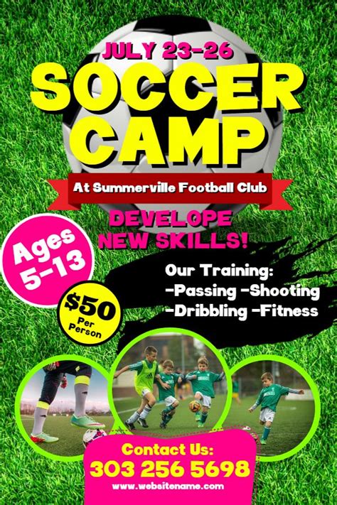 Soccer Camp Poster Flyer Social Media Post Template Soccer Camp