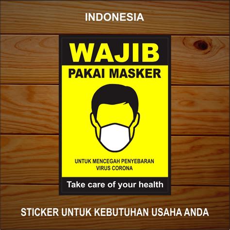 Jual Stiker Wajib Pakai Masker Shopee Indonesia