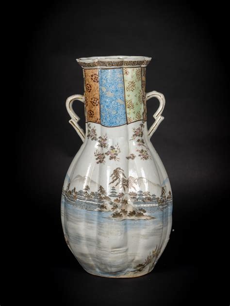 Arte Giapponese Vaso In Ceramica Dipinta Con Samurai Giappone Xix