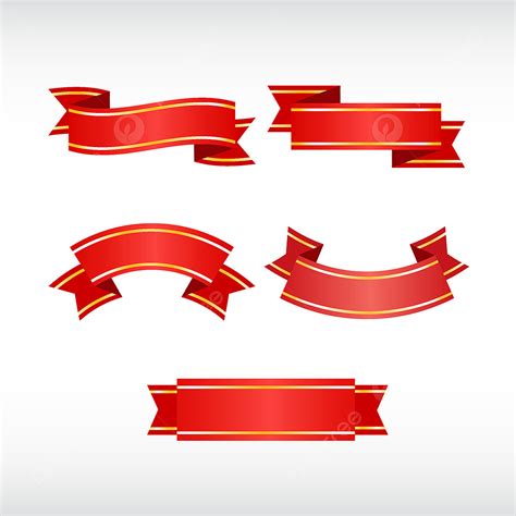 Red Ribbon Border Clipart Vector Set Of Red Ribbons Set Red Ribbons