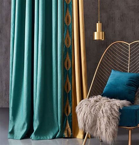 Pair Of Tealgold Velvet Window Curtains Bedroom And Living Etsy