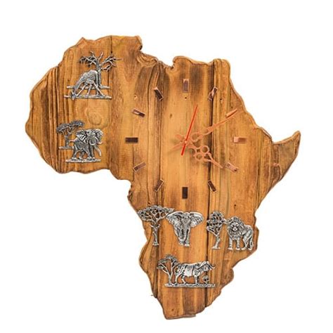 Africa Shaped Wooden Clock African Collectables