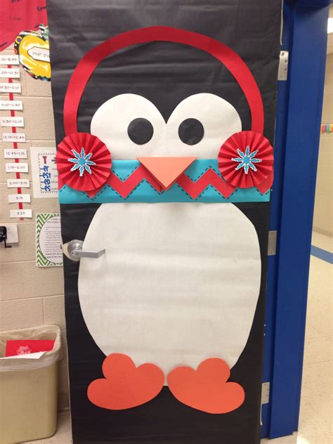 A Door Decorated With An Image Of A Penguin