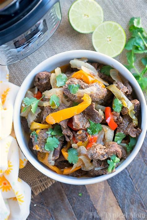 Minced garlic, 1 sliced onion, and 2 sliced bell peppers. Easy Instant Pot Beef Recipes · The Typical Mom