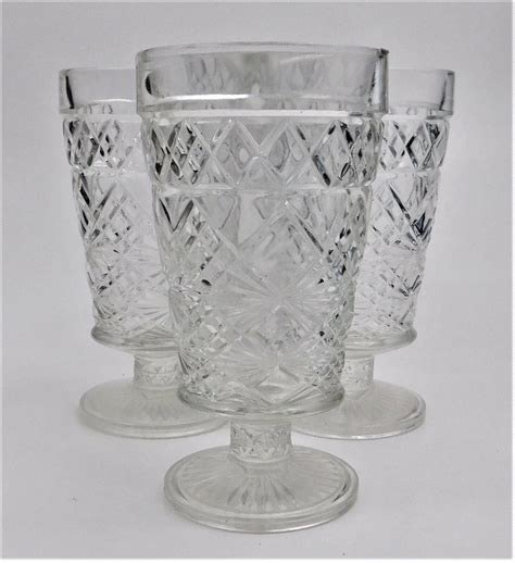 Hazel Atlas Gothic Big Top Peanut Butter Footed Water Goblets Glasses
