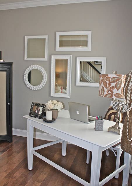Chic Girly Office In Cool Neutral Gray Interiors By Color